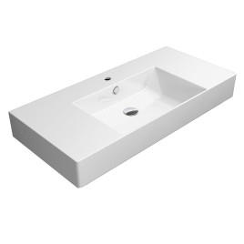 KUBE X lavabo en céramique 100x47cm avec étagères, blanc ExtraGlaze