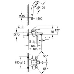 Grohe Eurostyle - Mitigeur de baignoire, chrome 3359230A