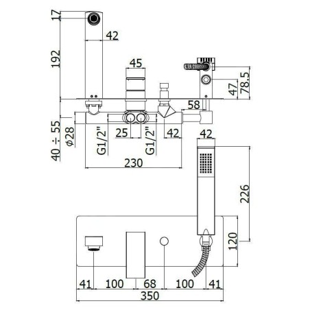 Paffoni Effe - Mitigeur de baignoire encastré avec accessoires et corps d’encastrement, chrome EF001CR