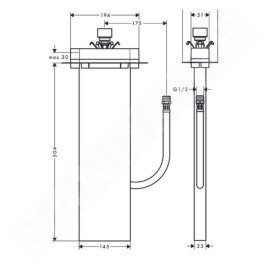 Axor sBox - Corps d'encastrements pour montage sur bord de baignoire 15490180