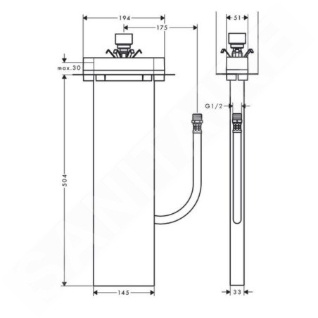Axor sBox - Corps d'encastrements pour montage sur bord de baignoire 15490180
