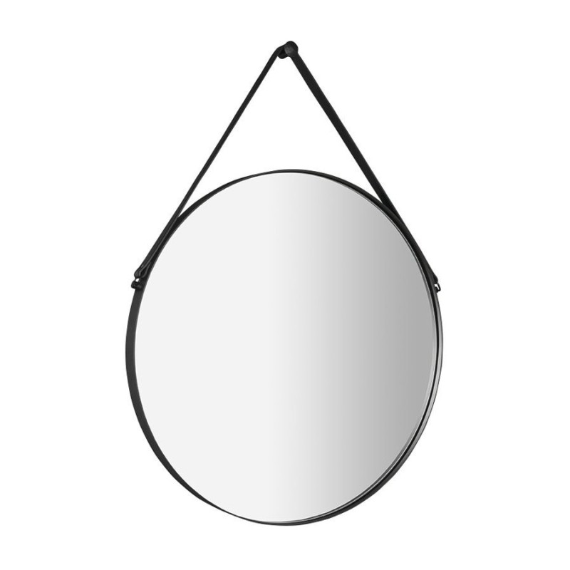 Miroir rond ORBITER avec sangle, ø 60cm, noir mat