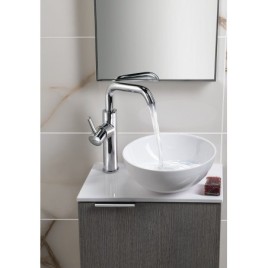 Planche de lavabo MINOR 40x22,5cm, mélangeur à gauche, bille, blanc