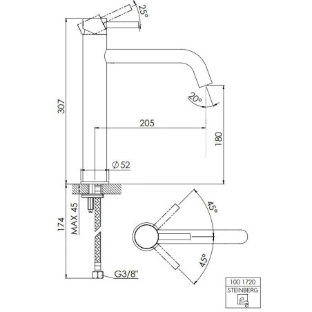 Steinberg 100 - Mitigeur de lavabo, chrome 100 1720