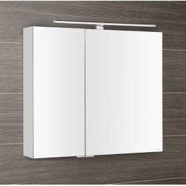 MIRRÓ miroir armoire incl. Lumière LED, 80x70x16cm, blanc