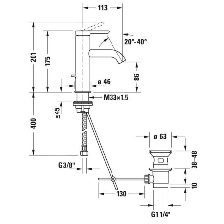 Duravit C.1 - Mitigeur de lavabo avec vidage, chrome C11020001010