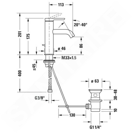 Duravit C.1 - Mitigeur de lavabo avec vidage, noir mat C11020001046