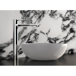 Mélangeur de bassin haut PAX sans déchets pop up, spout élargi, tapis blanc