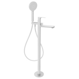 Mélangeur de bain PAX en plancher, tapis blanc