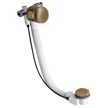 Bonde de baignoire escamotable avec trop-plein (L) 775 mm, bouchon 72 mm/bronze