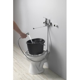 Freestanding Ceramic Utility Couvercle avec gris 36x47 cm, P-trap, blanc