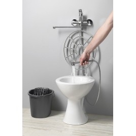 Freestanding Ceramic Utility Couvercle avec gris 36x47 cm, P-trap, blanc