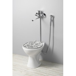 Freestanding Ceramic Utility Couvercle avec gris 36x47 cm, P-trap, blanc