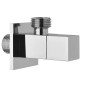 Valve d'angle avec rosette, carré, 1/2"x 3/8", chrom