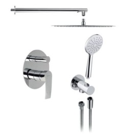 TREVIA Douche en béton Set avec un seul levier Mixer Tap, 2 Outlets, Chrome