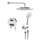 LUKA Douche en béton Set avec un seul levier Mixer Tap, 2 Outlets, Chrome LUKA Douche en béton Set avec un seul levier Mixer Tap, 2 Outlets, Chrome