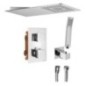 LATUS Set de douche en béton avec robinet de mélangeur thermostatique, boîte d'installation, 2 sorties, Chrome LATUS Set de douche en béton avec robinet de mélangeur thermostatique, boîte d'installation, 2 sorties, Chrome