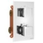 LATUS Set de douche en béton avec robinet de mélangeur thermostatique, boîte d'installation, 2 sorties, Chrome LATUS Set de douche en béton avec robinet de mélangeur thermostatique, boîte d'installation, 2 sorties, Chrome
