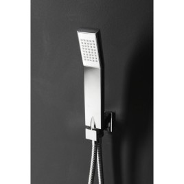 LATUS Set de douche en béton avec robinet de mélangeur thermostatique, boîte d'installation, 2 sorties, Chrome