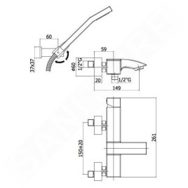 Paffoni Level - Mitigeur de baignoire avec accessoires, inox LEA023ST