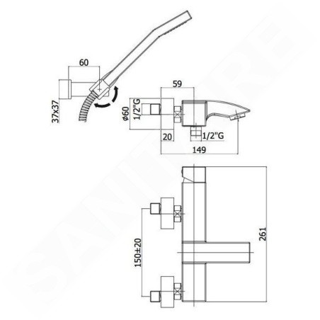 Paffoni Level - Mitigeur de baignoire avec accessoires, inox LEA023ST