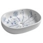 Comptoir PRIORI lavabo en céramique 60x40 cm, blanc avec motif bleu