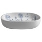 Comptoir PRIORI lavabo en céramique 60x40 cm, blanc avec motif bleu