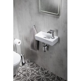 ZOE lavabo en céramique 37x18 cm, trou de robinet sur le RHS