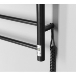 Radiateur de serviette électrique REDONDO avec minuterie, rond, 630x1160 mm, 130 W, noir