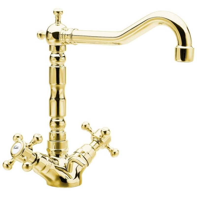 ANTEA Washbasin Mixer Tap avec Pop Up Waste and Retro Spout, or