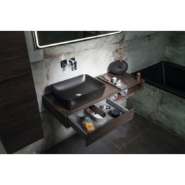 MORIAN Basin Cabinet 100x14x48cm, chêne noir, gauche