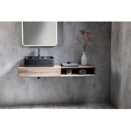 Meuble vasque MORIAN 120x14x48cm, chêne, gauche