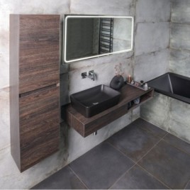 MORIAN Basin Cabinet 120x14x48cm, chêne noir, gauche