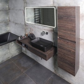 MORIAN Basin Cabinet 120x14x48cm, chêne noir, droit