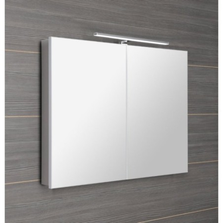 Armoire de toilette GRETA avec éclairage LED, 101x70x14cm, blanc mat