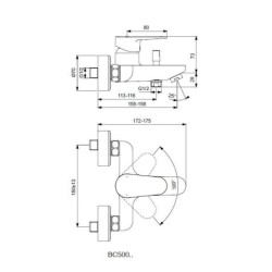 Ideal Standard Cerafine O - Mitigeur de baignoire, noir BC500XG