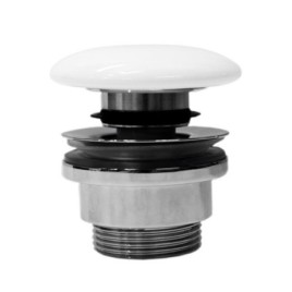 Bonde de lavabo GSI Click-Clack 5/4“, bouchon en céramique, blanc