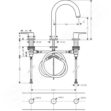Hansgrohe Vernis Blend - Mitigeur de lavabo avec vidage, installation 3 trous, noir mat 71553670