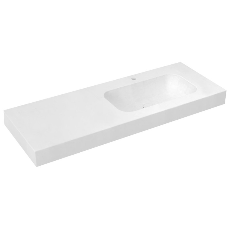 Lavabo EMICO à droite, 140x50 cm, version L, Rockstone blanc mat