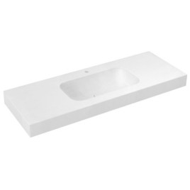 EMICO Double-Washbasin Central, 140x50 cm, version L, Rockstone blanc mat