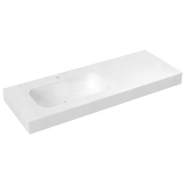 Lavabo EMICO à gauche, 160x50 cm, version L, Rockstone blanc mat