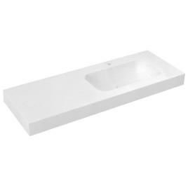 EMICO Lavabo à droite, 200x50 cm, version L, Rockstone blanc mat