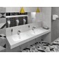 EMICO Double-Washbasin à gauche, 230x50 cm, version L, Rockstone blanc mat