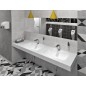 EMICO Double-Washbasin à droite, 230x50 cm, version L, Rockstone blanc mat