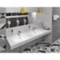 EMICO Double-Washbasin à gauche, 240x50 cm, version L, Rockstone blanc mat
