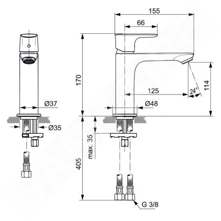 Ideal Standard Connect Air - Mitigeur de lavabo Grande Slim, Magnetic Grey A7015A5