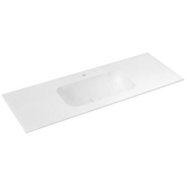 ARUBA Double-Washbasin Central, 140x51,5 cm, Rockstone blanc mat