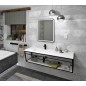 Lavabo ARUBA à gauche, 170x51,5 cm, Rockstone blanc mat