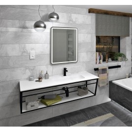 ARUBA Washbasin right, 170x51,5 cm, Rockstone white mat