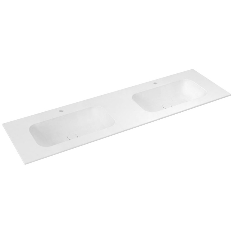 ARUBA Double-Washbasin Central, 180x51,5 cm, Rockstone blanc mat